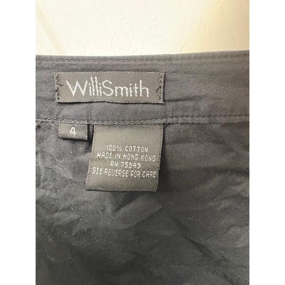 Willi Smith Black A Line Skirt Tan Embroidery, Cotton, Lined, Women's Size 4 - Picture 3 of 4
